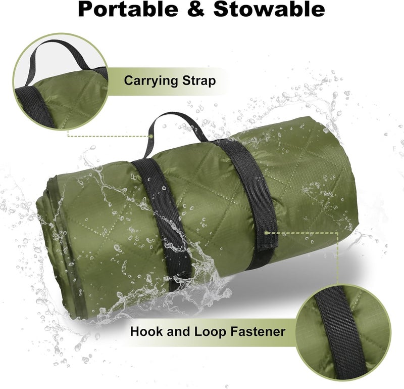 sowwon Waterproof Outdoor Blanket Packable, Stadium Blankets for Camping with Sherpa Fleece Lining, Large Windproof Emergency Throw for Garss Picnic Hiking Road Trip, Machine Washable, 82"X 55"/ 92''X 60'' - Image 4